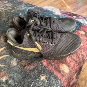 Nike Black and Gold Low-Top Basketball Shoes